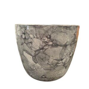 Handcrafted Italian Marble-Like Ceramic Pot  Gray & White Designer Finish